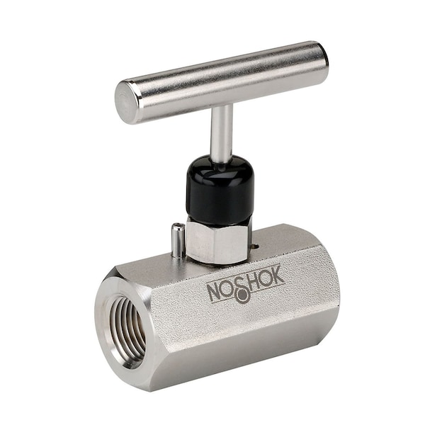 Needle Valve, Soft Seat, 1/2 NPT Female - 1/2 NPT Female, 316 SS, 0.187" Orifice, Panel Mount (2 nuts)